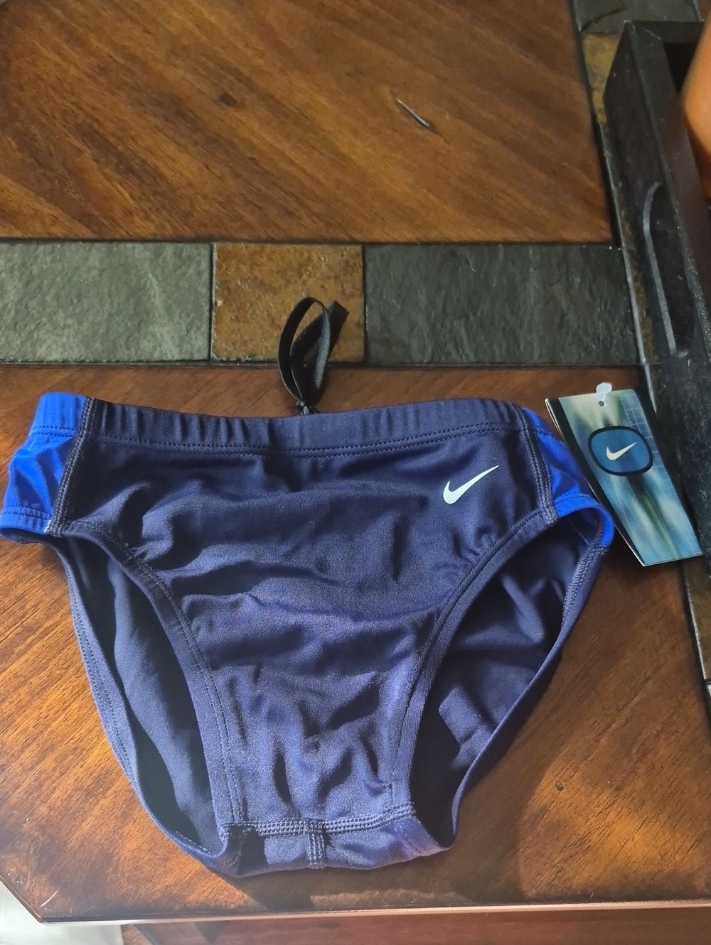 Nike Men's Navy and Royal Blue Swim Briefs Small 28
